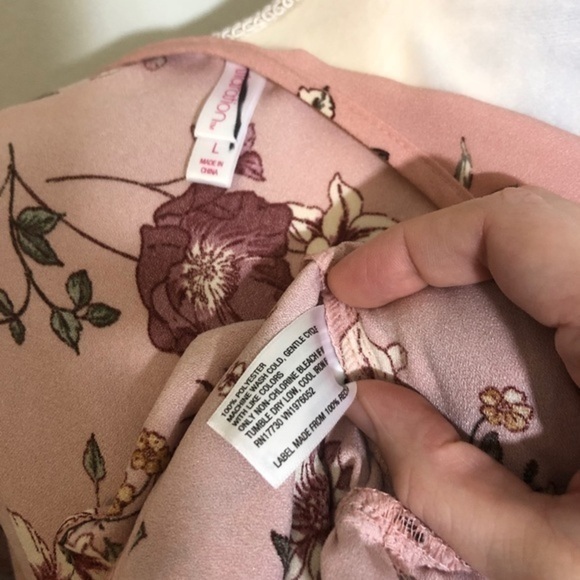 NWOT Pink Floral Faux Wrap Long Sleeve Dress New - Picture 15 of 16